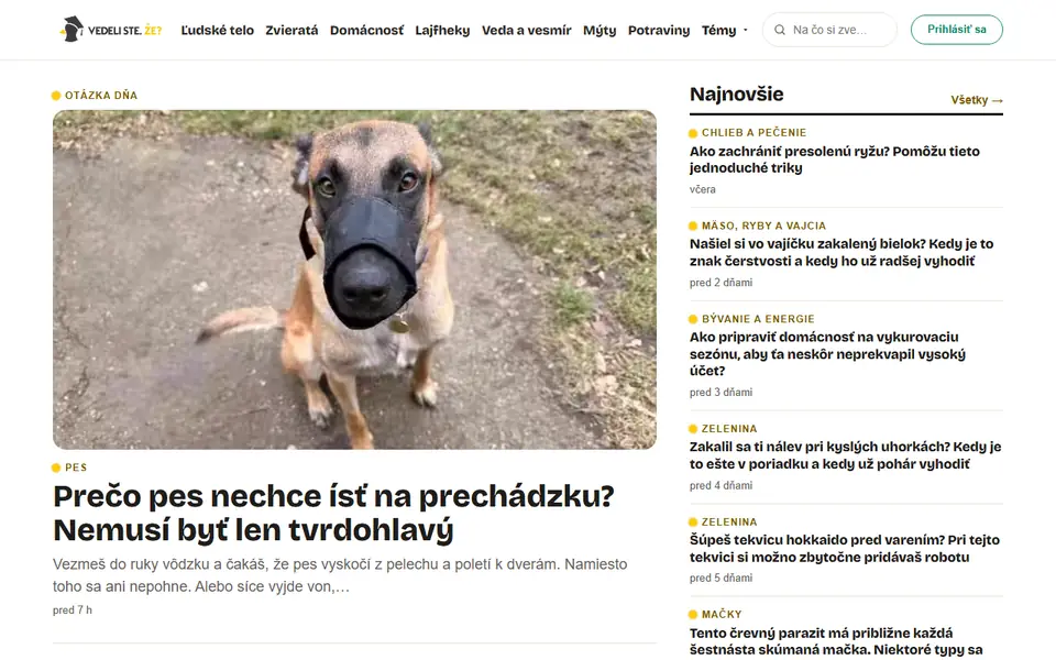 Titulná stránka webu Vedelisteze.sk